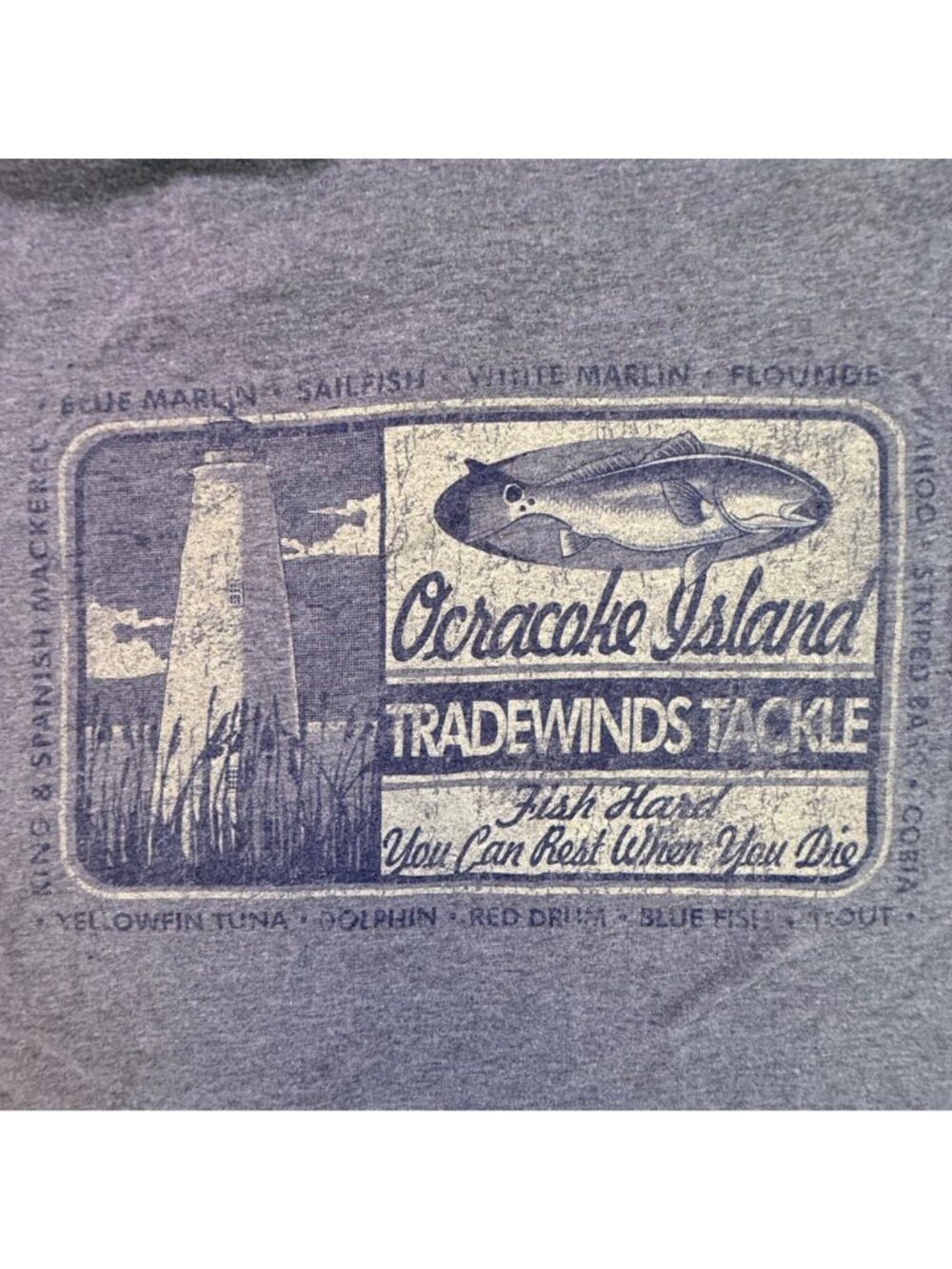 Ocracoke Island NC Gray Hoodie "Fish Hard You Can Rest When You Die" Size 2XL